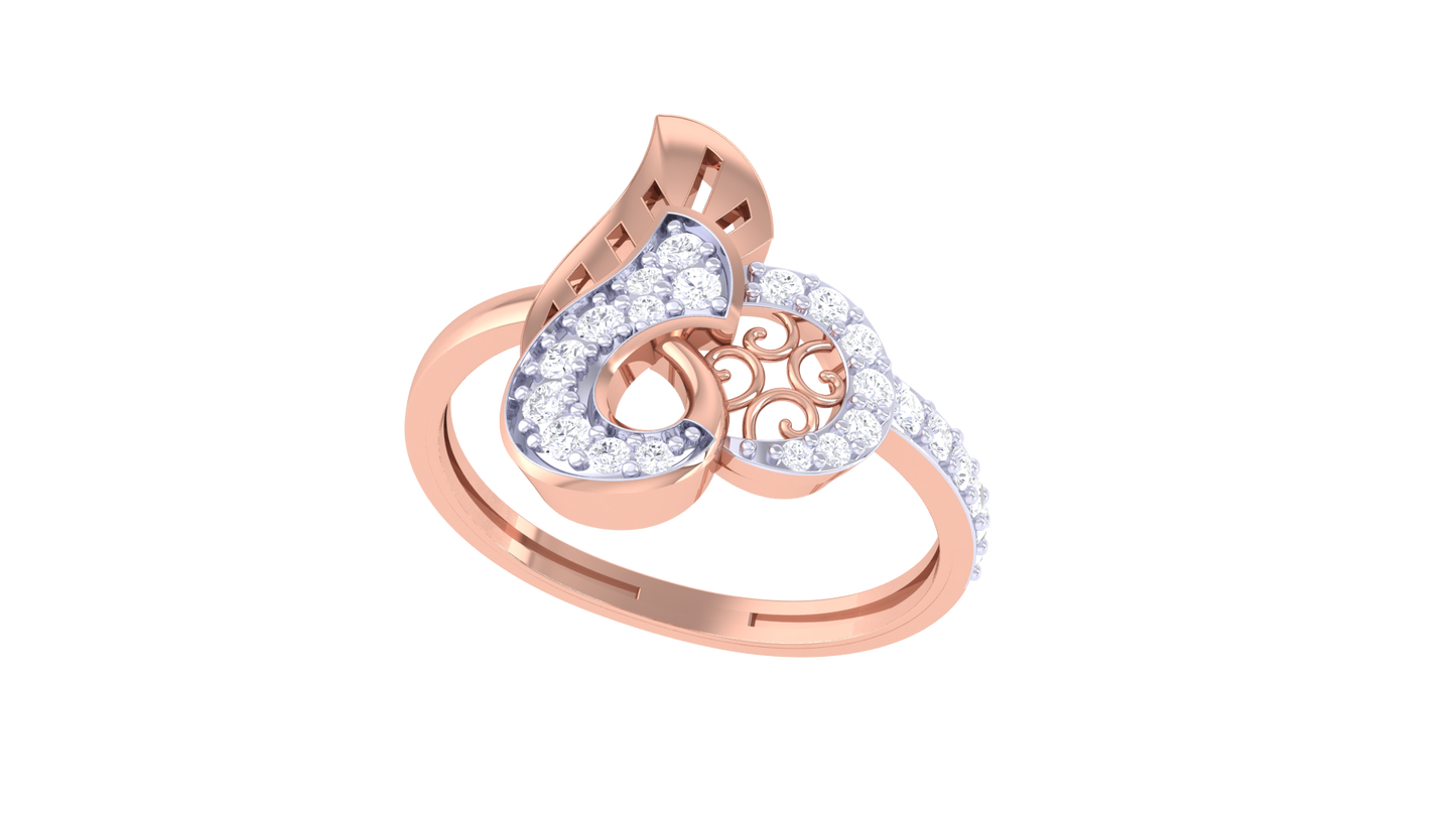 Lumiere Whirlheart Ring In Rose Gold – 0.23 Ct Pave Set Diamonds