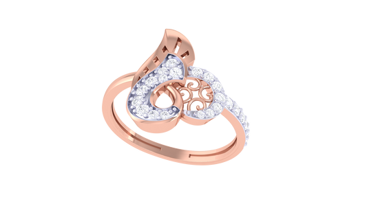 Lumiere Whirlheart Ring In Rose Gold – 0.23 Ct Pave Set Diamonds