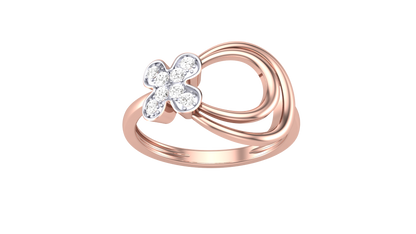 Eclat Floral Cluster Ring in Rose Gold – 0.13 Ct Round Diamond