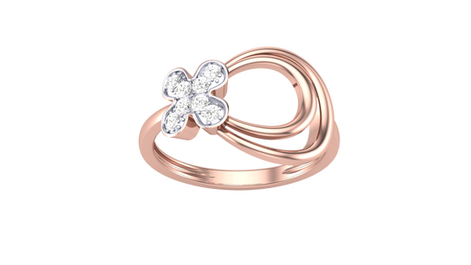 Eclat Floral Cluster Ring in Rose Gold – 0.13 Ct Round Diamond