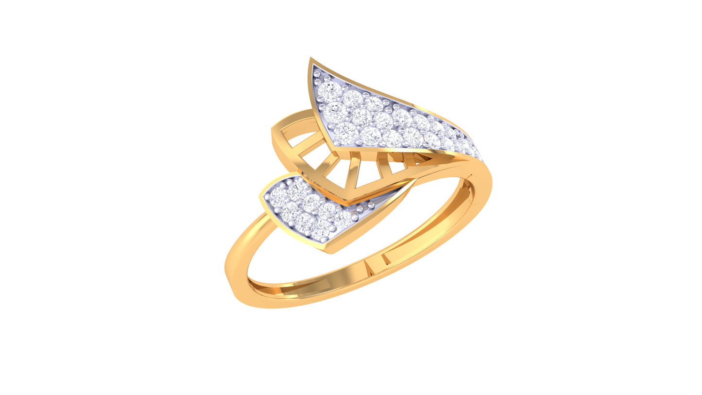 Eclat Golden Leaf Whisper Ring – 0.26 Ct Round Diamonds