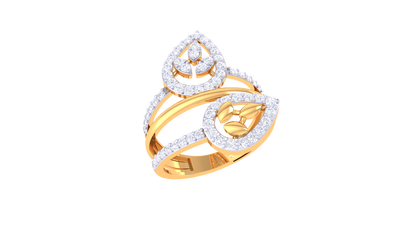 Eclat Twin Teardrop Ring In Gold – 0.61 Ct Diamonds