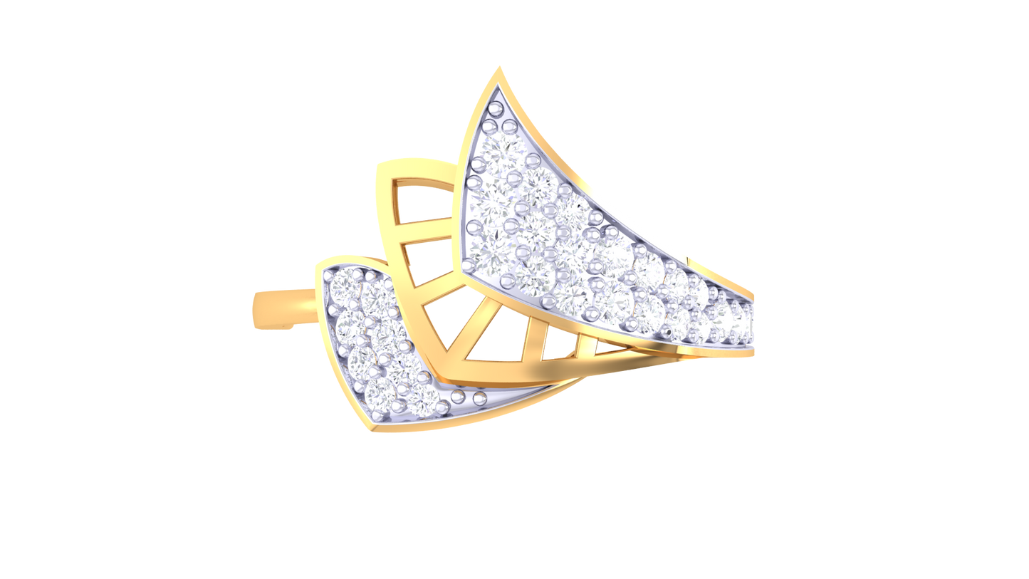 Eclat Golden Leaf Whisper Ring – 0.26 Ct Round Diamonds