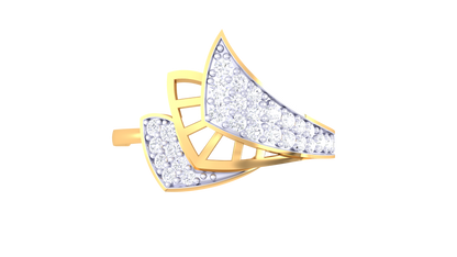 Eclat Golden Leaf Whisper Ring – 0.26 Ct Round Diamonds