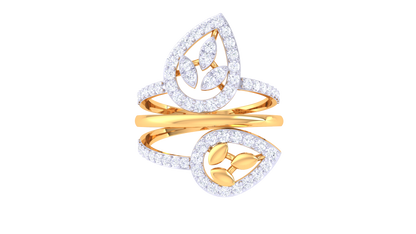Eclat Twin Teardrop Ring In Gold – 0.61 Ct Diamonds