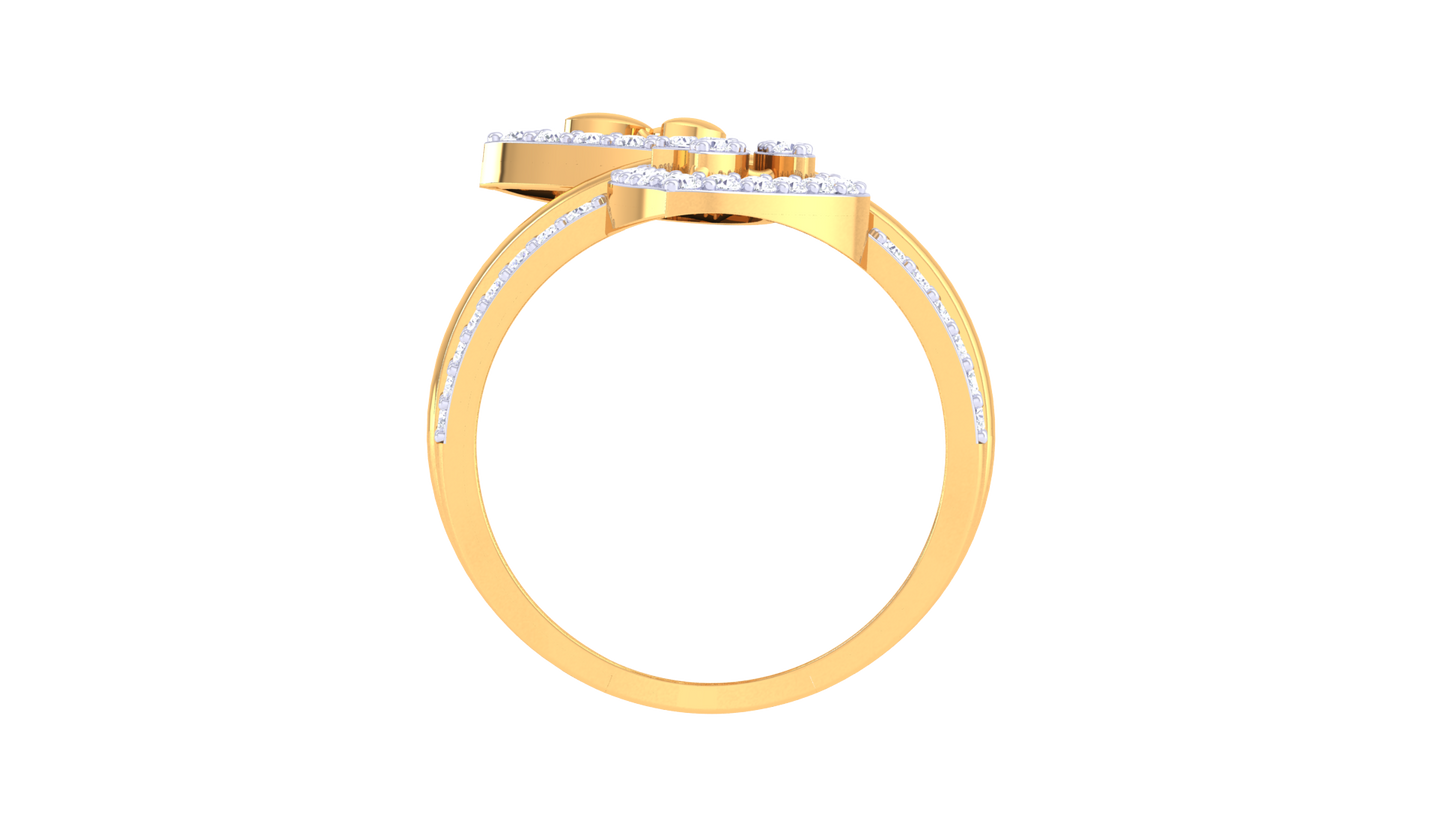 Eclat Twin Teardrop Ring In Gold – 0.61 Ct Diamonds
