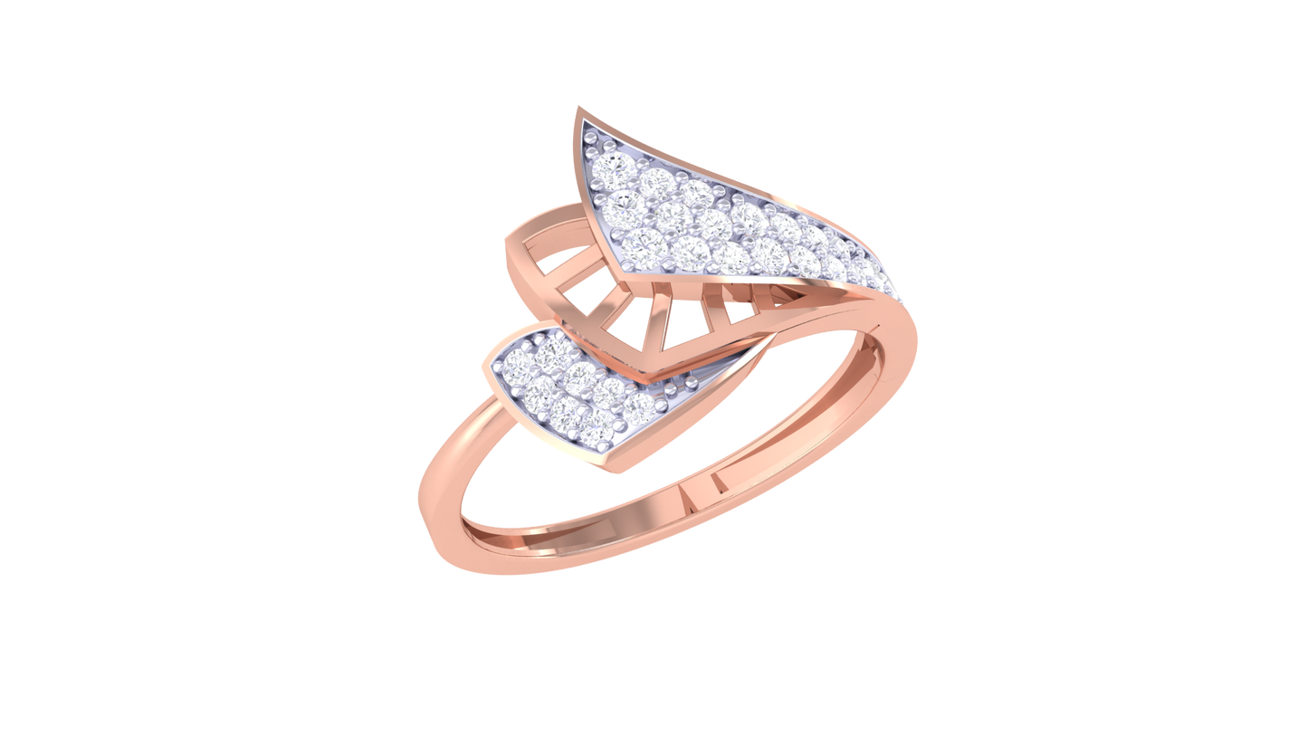 Eclat Golden Leaf Whisper Ring – 0.26 Ct Round Diamonds