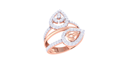 Eclat Twin Teardrop Ring In Gold – 0.61 Ct Diamonds