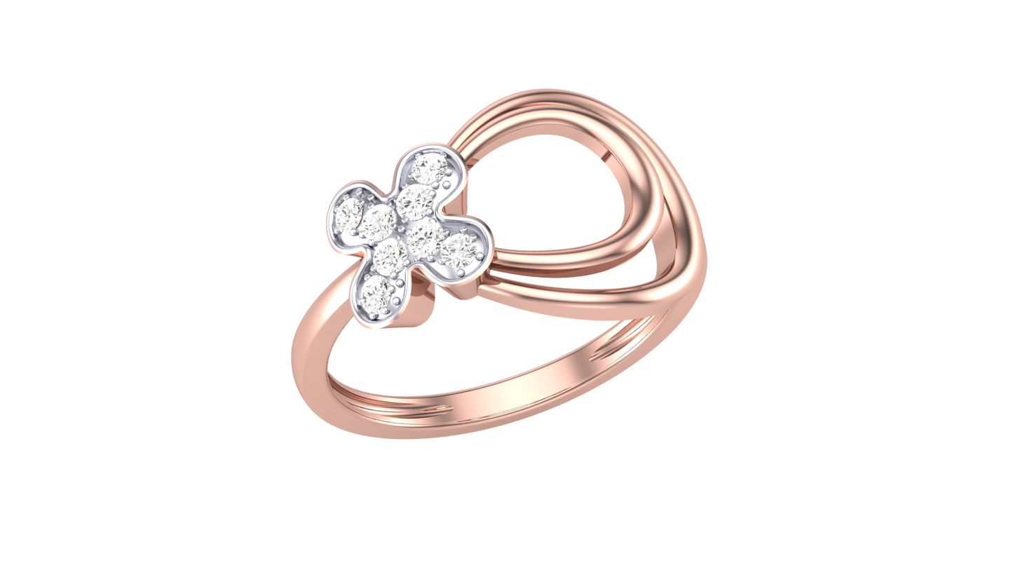 Eclat Floral Cluster Ring in Rose Gold – 0.13 Ct Round Diamond