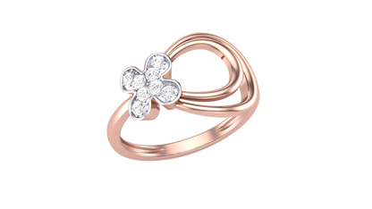 Eclat Floral Cluster Ring in Rose Gold – 0.13 Ct Round Diamond