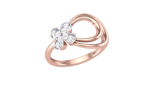 Eclat Floral Cluster Ring in Rose Gold – 0.13 Ct Round Diamond