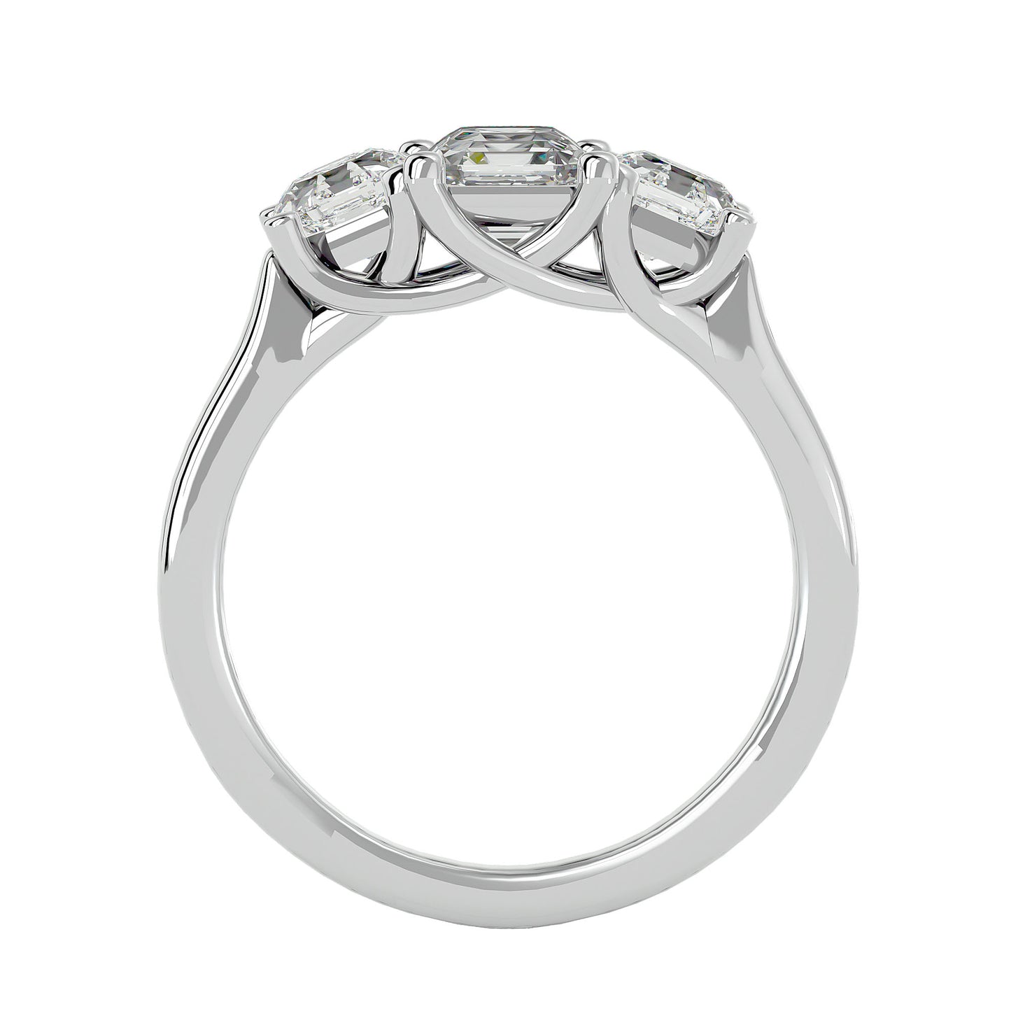 Trilune Signature Three-Stone  – 2.2ct Emerald Diamonds Gold Ring