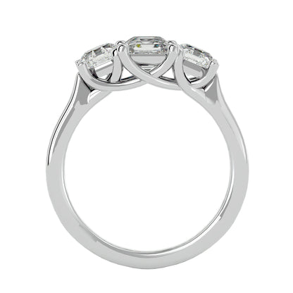 Trilune Signature Three-Stone  – 2.2ct Emerald Diamonds Gold Ring