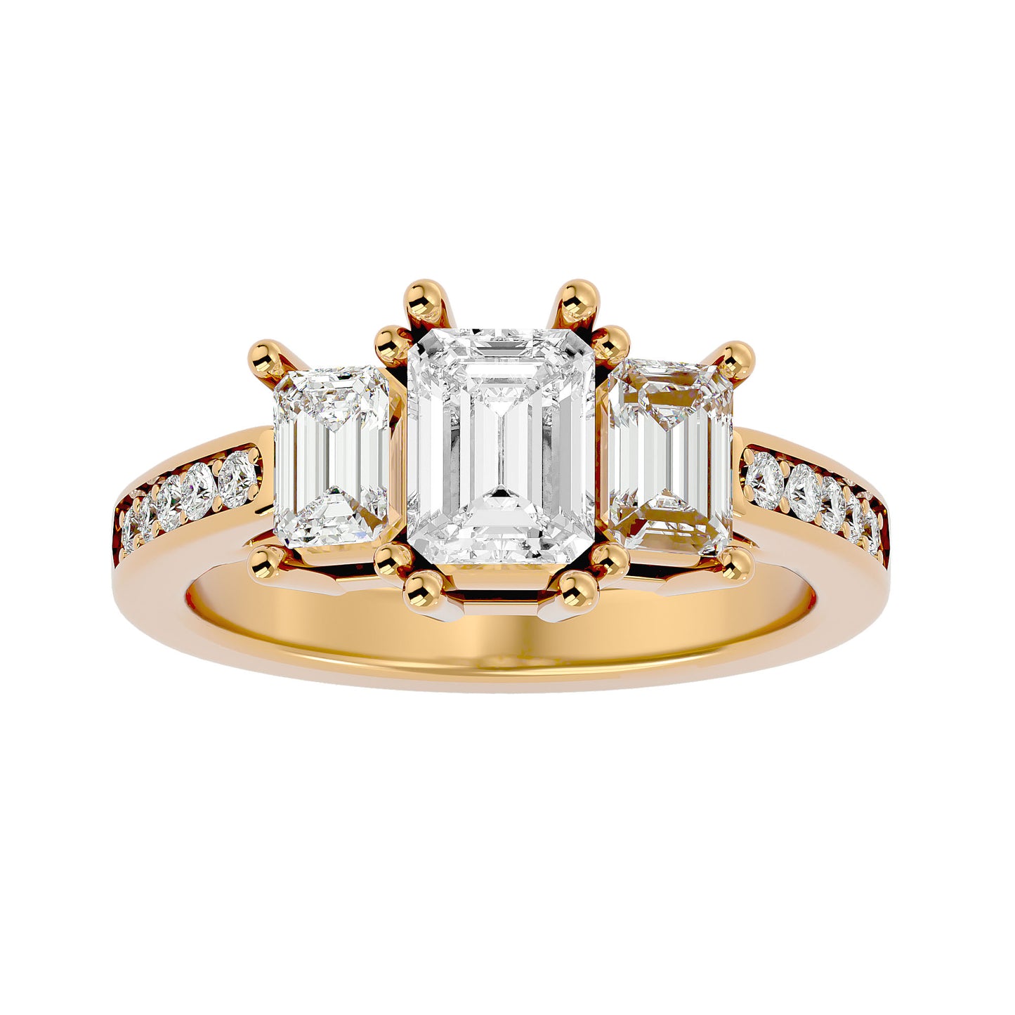 Trilune Orbe Floating Trio – 2.46ct Emerald Diamond Gold Ring