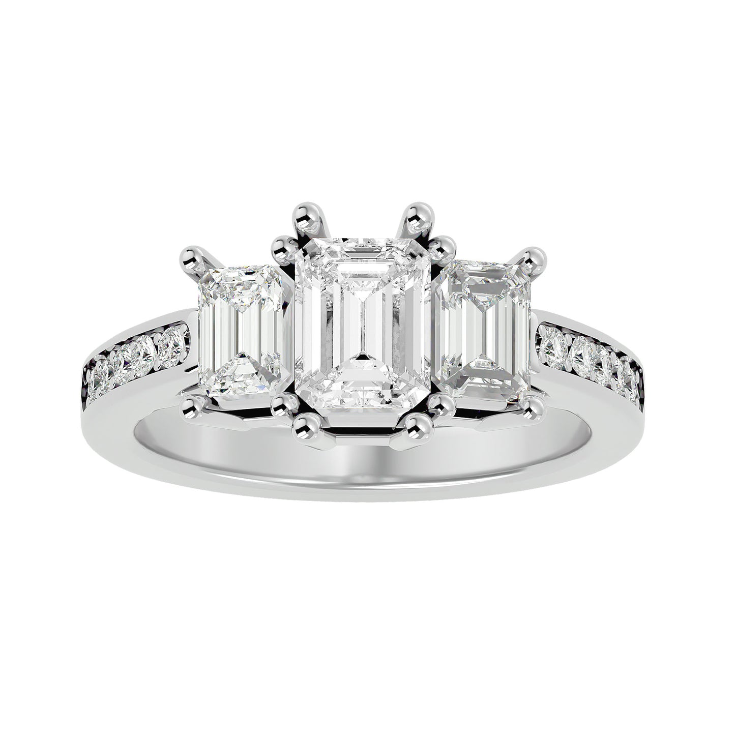 Trilune Orbe Floating Trio – 2.46ct Emerald Diamond Gold Ring