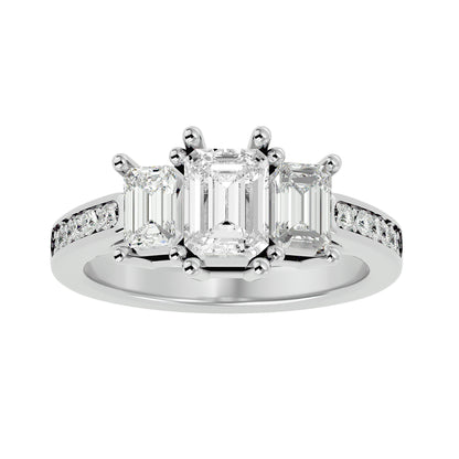 Trilune Orbe Floating Trio – 2.46ct Emerald Diamond Gold Ring