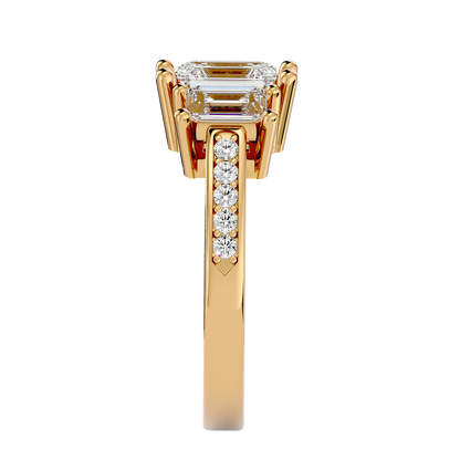 Trilune Orbe Floating Trio – 2.46ct Emerald Diamond Gold Ring