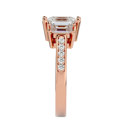 Trilune Orbe Floating Trio – 2.46ct Emerald Diamond Gold Ring