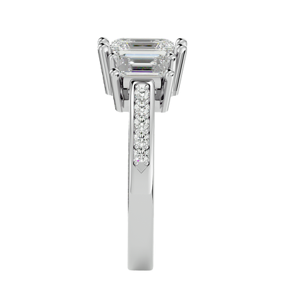 Trilune Orbe Floating Trio – 2.46ct Emerald Diamond Gold Ring