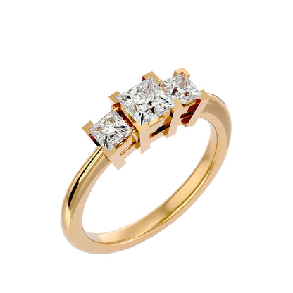 Trilune Croissante Crescent – 1.32ct Princess Diamond Gold Ring