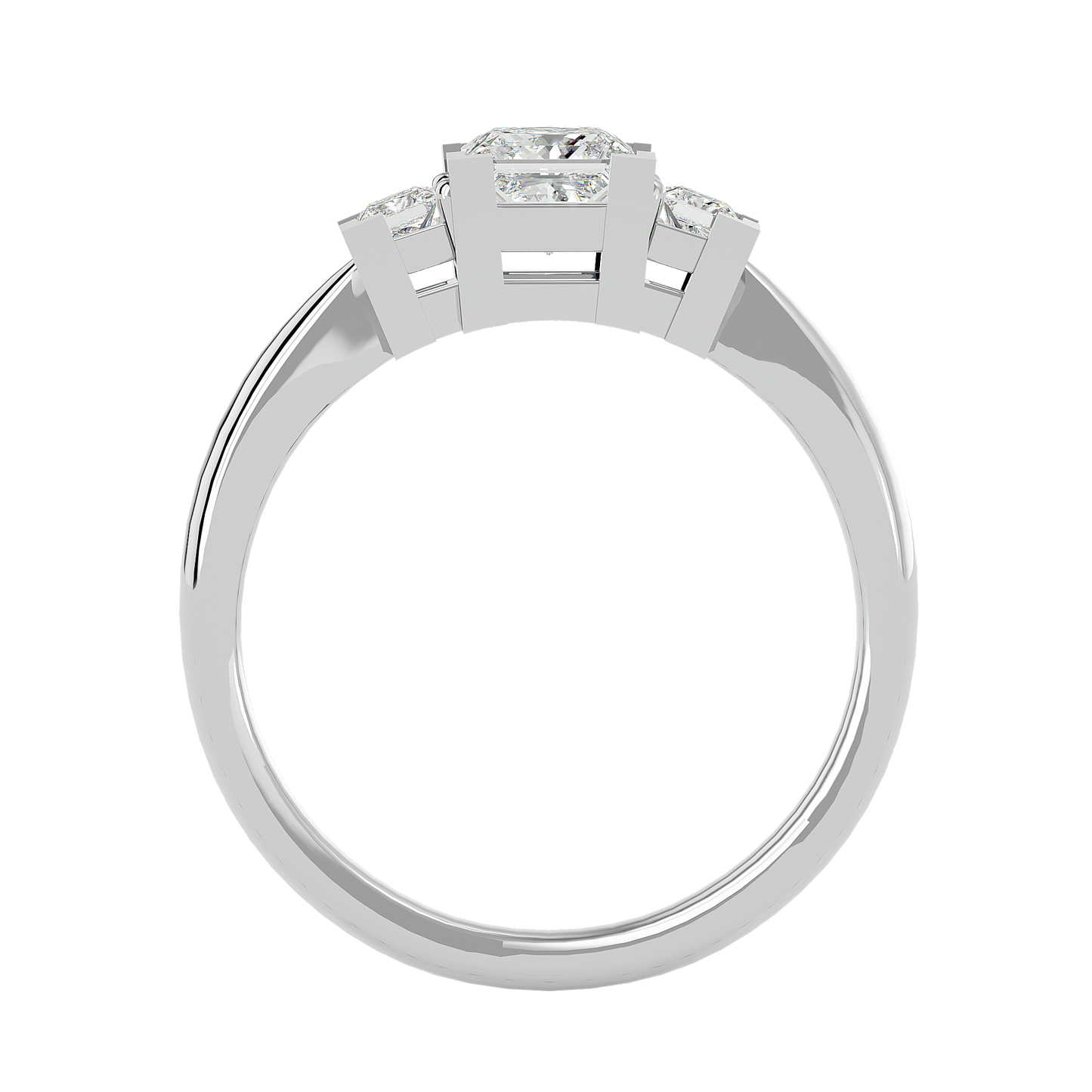 Trilune Beautiful Three-Stone - 1.00 Ct Round Diamond Gold Ring