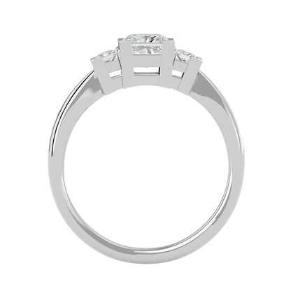 Trilune Beautiful Three-Stone - 1.00 Ct Round Diamond Gold Ring