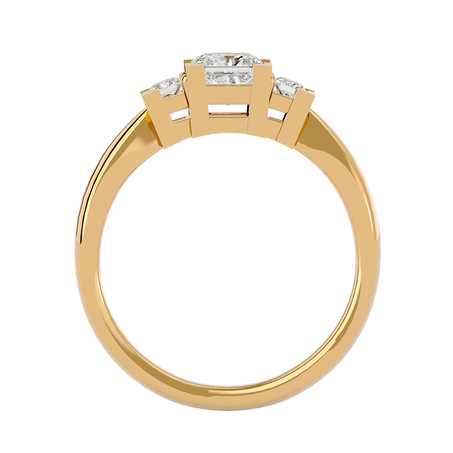 Trilune Beautiful Three-Stone - 1.00 Ct Round Diamond Gold Ring