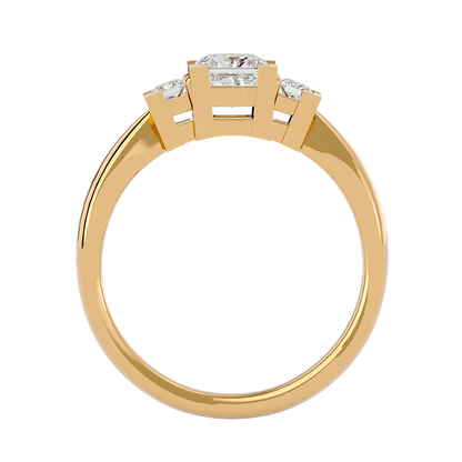 Trilune Beautiful Three-Stone - 1.00 Ct Round Diamond Gold Ring