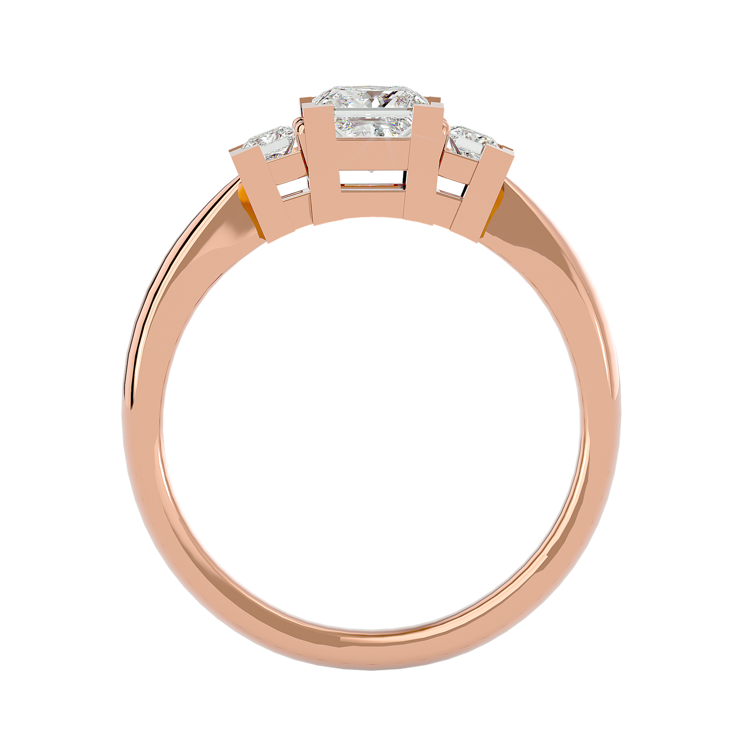 Trilune Beautiful Three-Stone - 1.00 Ct Round Diamond Gold Ring