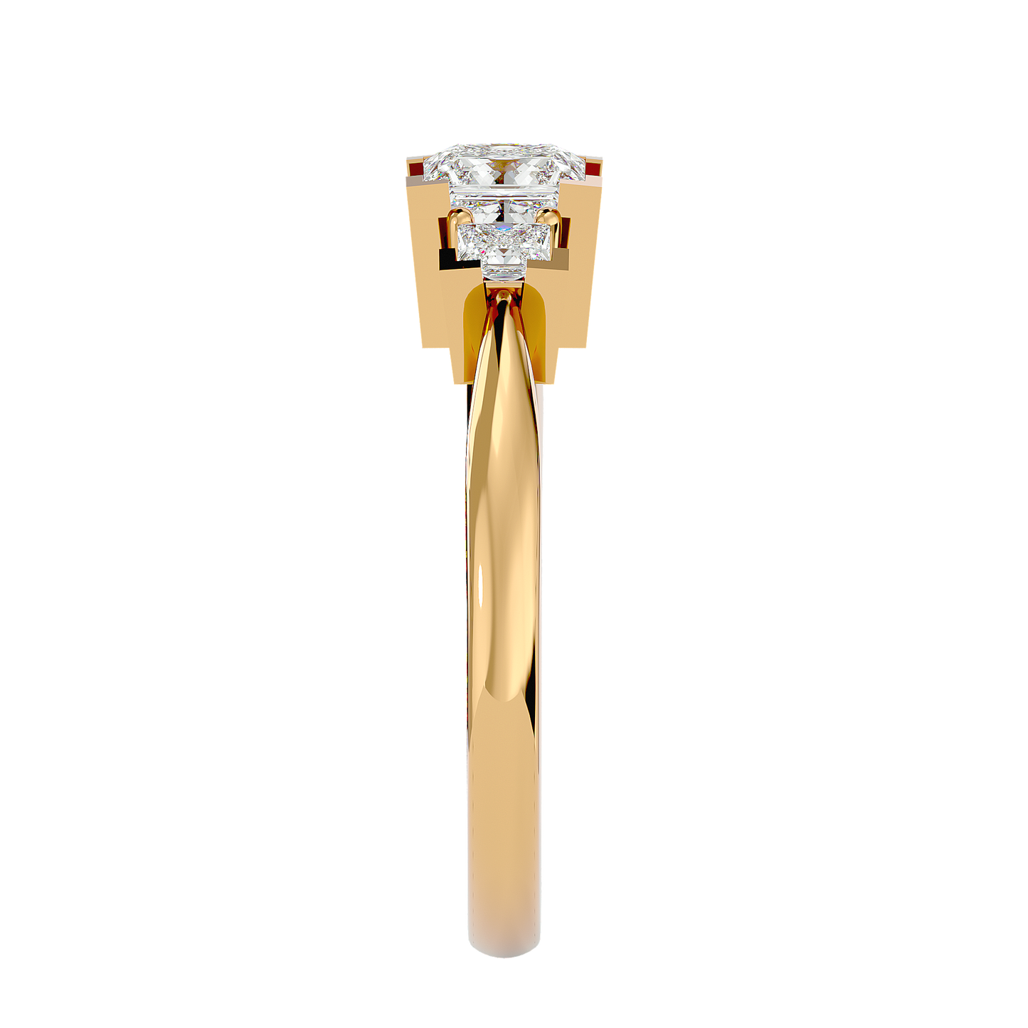 Trilune Beautiful Three-Stone - 1.00 Ct Round Diamond Gold Ring