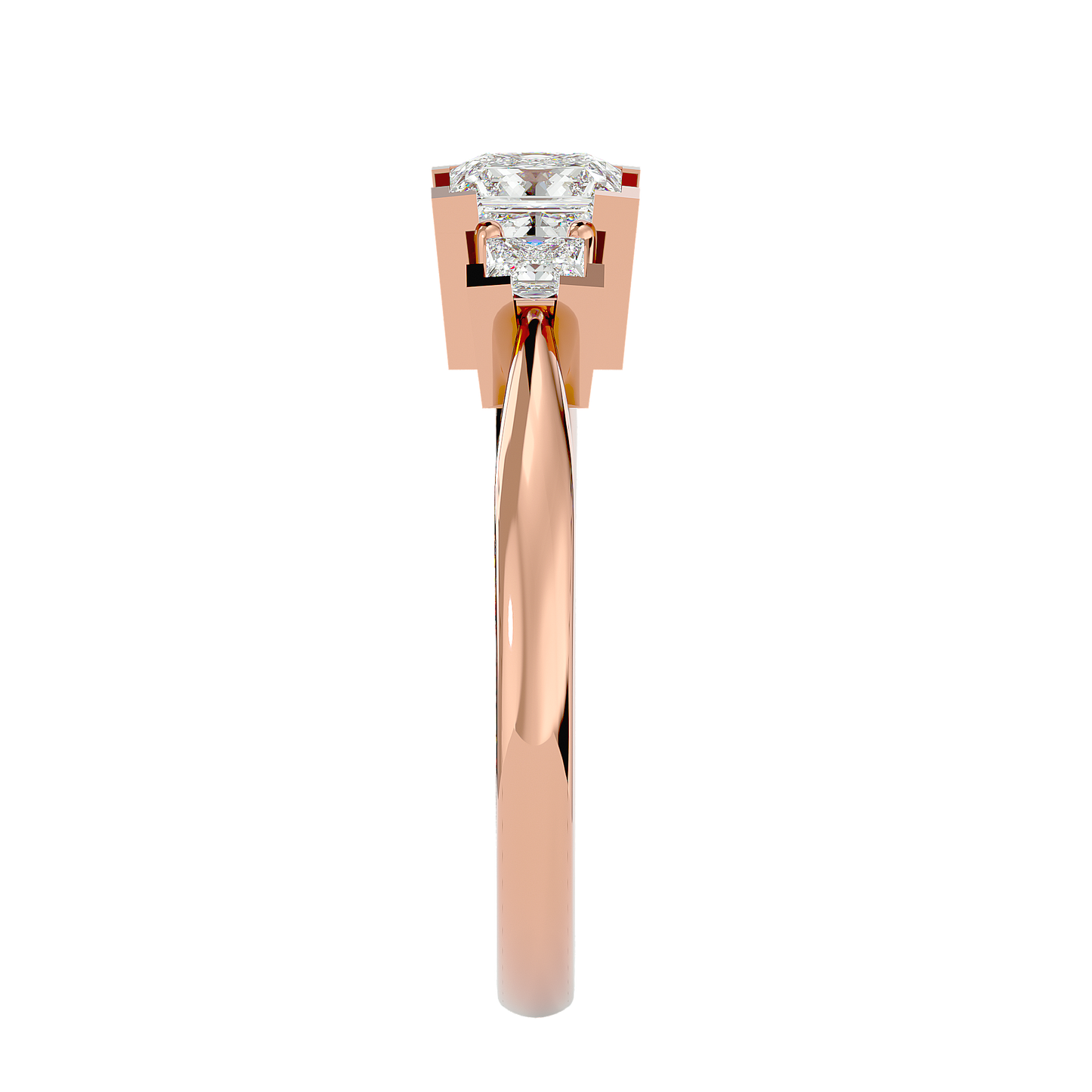 Trilune Beautiful Three-Stone - 1.00 Ct Round Diamond Gold Ring