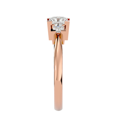 Trilune Beautiful Three-Stone - 1.00 Ct Round Diamond Gold Ring