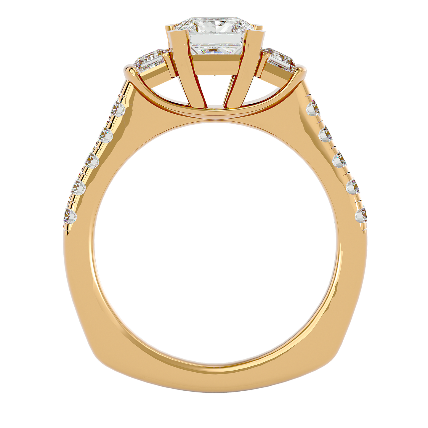 Trilune Beautiful Three-Stone - 1.72 Ct Round Diamond Gold Ring