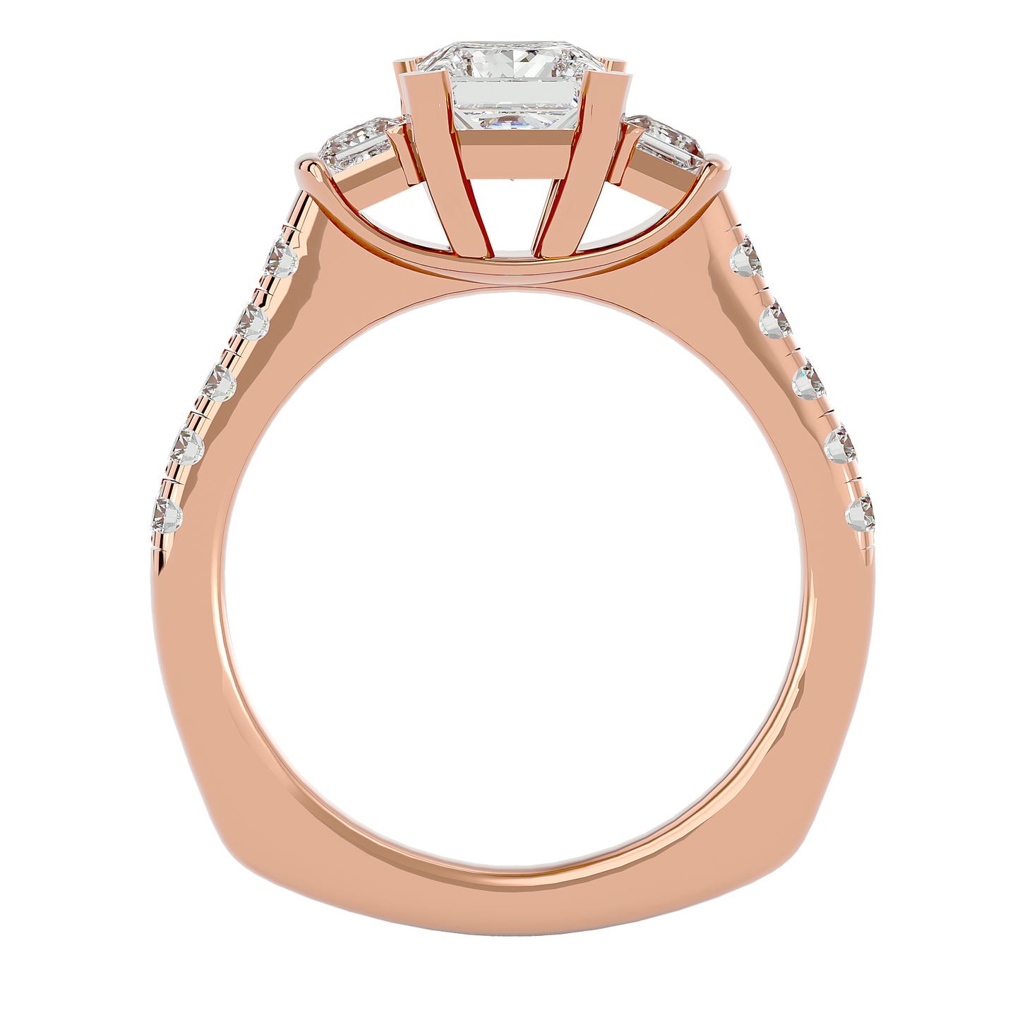 Trilune Beautiful Three-Stone - 1.72 Ct Round Diamond Gold Ring