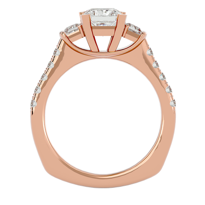Trilune Beautiful Three-Stone - 1.72 Ct Round Diamond Gold Ring