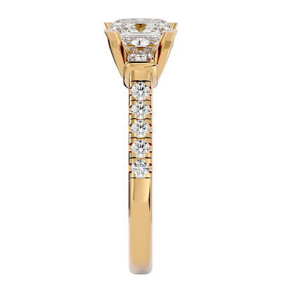 Trilune Beautiful Three-Stone - 1.72 Ct Round Diamond Gold Ring