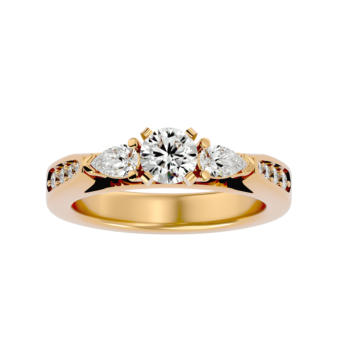 Classic Cluster Trilune Diamond Ring In Gold - 0.93 Ct