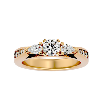 Classic Cluster Trilune Diamond Ring In Gold - 0.93 Ct