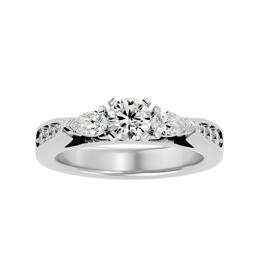 Classic Cluster Trilune Diamond Ring In Gold - 0.93 Ct