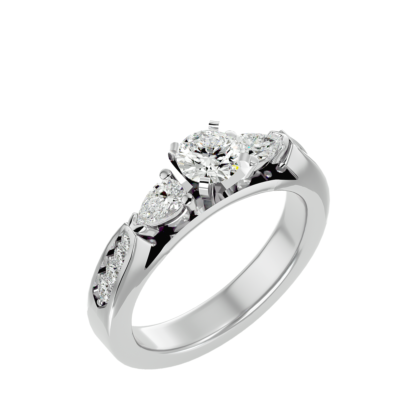 Classic Cluster Trilune Diamond Ring In Gold - 0.93 Ct