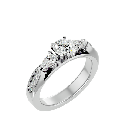 Classic Cluster Trilune Diamond Ring In Gold - 0.93 Ct