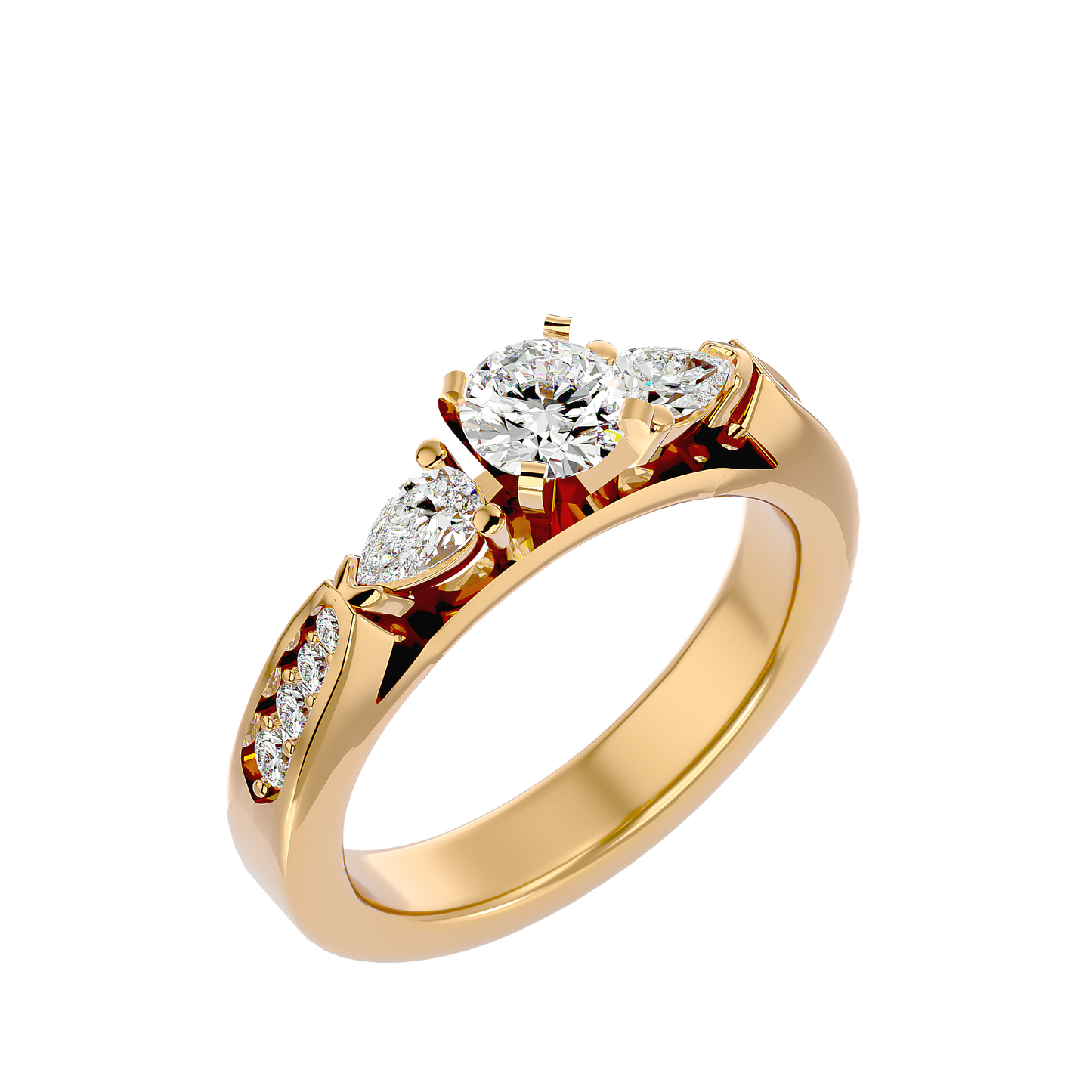 Classic Cluster Trilune Diamond Ring In Gold - 0.93 Ct
