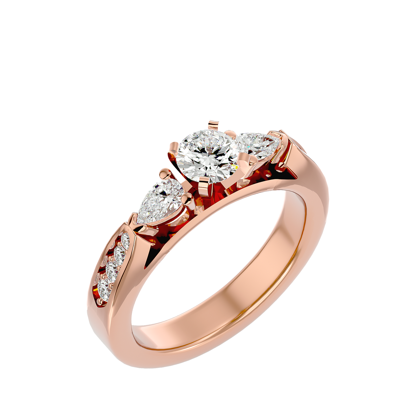 Classic Cluster Trilune Diamond Ring In Gold - 0.93 Ct