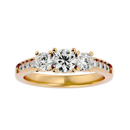 Trilune Gleaming Unity - 1.18 Ct Round Diamond Gold Ring