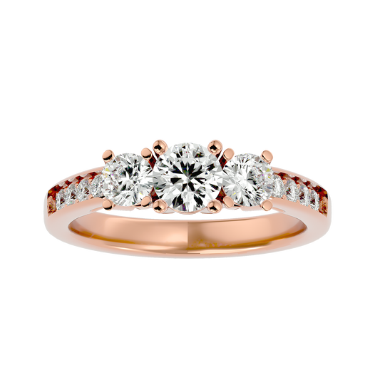 Trilune Gleaming Unity - 1.18 Ct Round Diamond Gold Ring