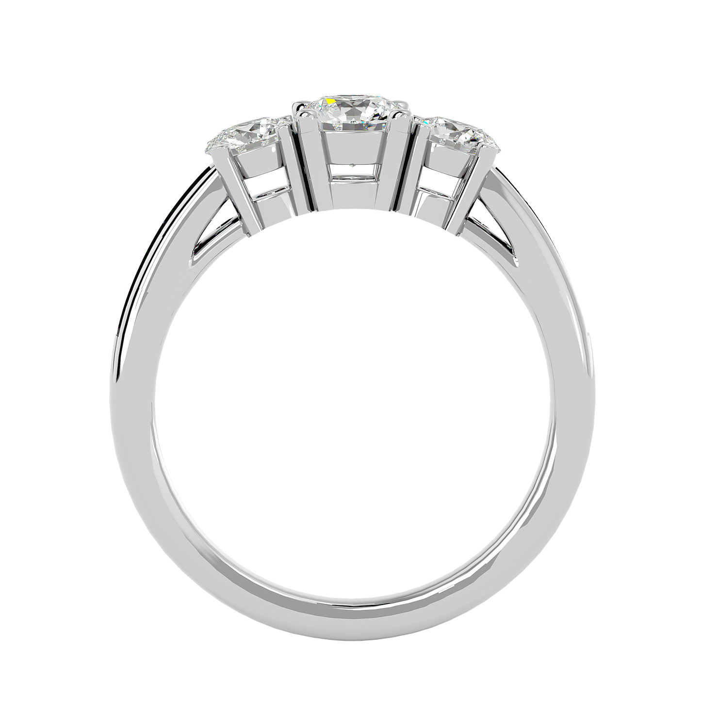 Trilune Gleaming Unity - 1.18 Ct Round Diamond Gold Ring