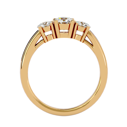 Trilune Gleaming Unity - 1.18 Ct Round Diamond Gold Ring