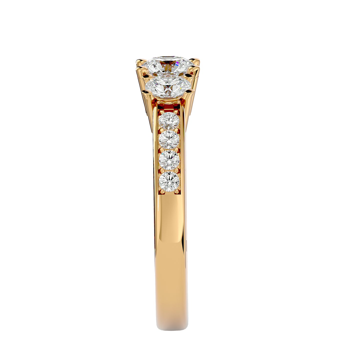 Trilune Gleaming Unity - 1.18 Ct Round Diamond Gold Ring