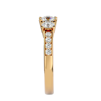 Trilune Gleaming Unity - 1.18 Ct Round Diamond Gold Ring