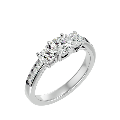Trilune Gleaming Unity - 1.18 Ct Round Diamond Gold Ring